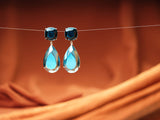 Grand Royals earrings- Dark Cushion with Topaz Pear