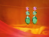 Grand Royals earrings- Pink Diamond and Green Oval