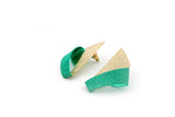Koi Ginrin Ghost earrings - emerald and gold